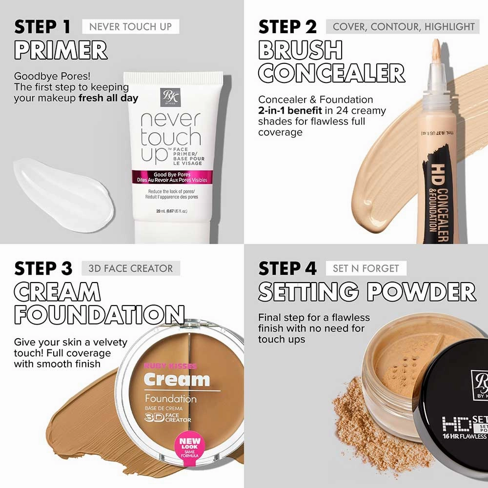 Ruby Kisses HD Set & Forget Setting Powder – Smooth, Matte Finish | Oil Control & Long-Lasting Hold | 4 Shades