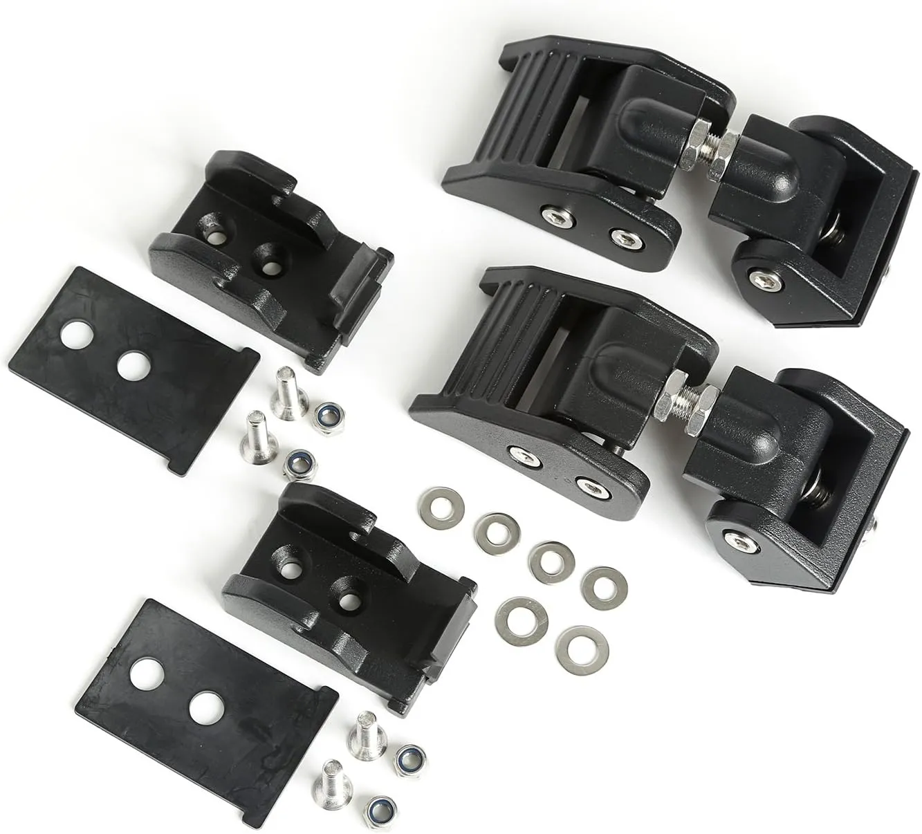 Rugged Ridge Hood Catch Kit for Jeep Wrangler/Gladiator | Aluminum, Black | 11210.21 | Fits 2018-2025 Jeep Wrangler JL; 2020-2025 Jeep Gladiator JT
