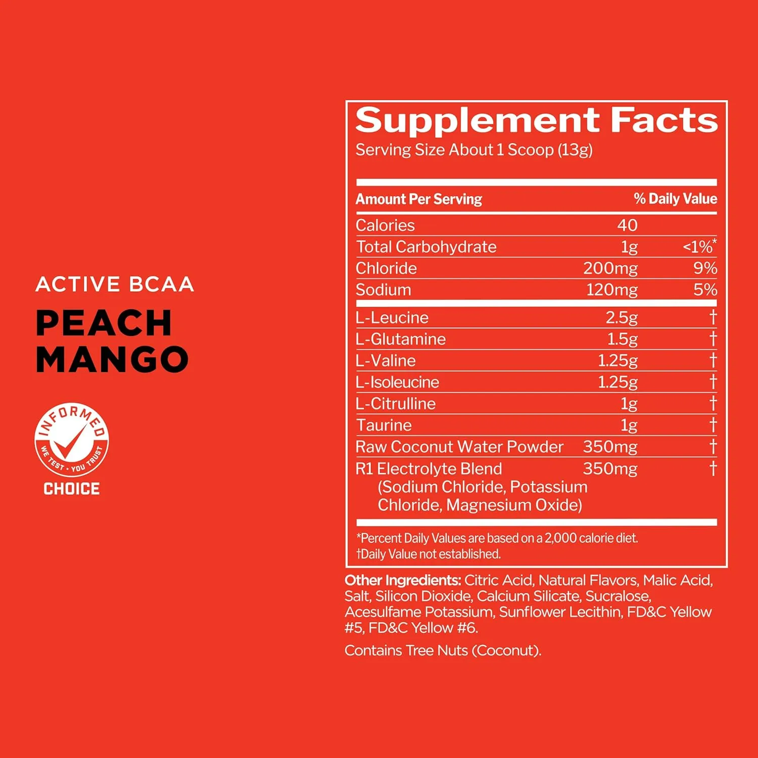 Rule 1 Active BCAA - Performance, Hydration, and Recovery Support with 5g BCAAs   Electrolytes, L-Glutamine, and Citrulline (30 Servings, Peach Mango)