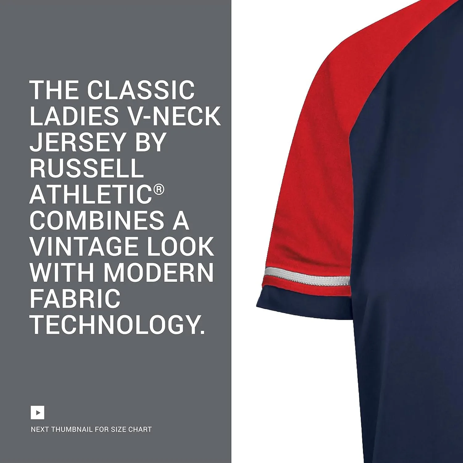 Russell Athletic Women's V-Neck Softball Jersey-Short Sleeve Moisture-Wicking Tee-Classic Athletic Wear