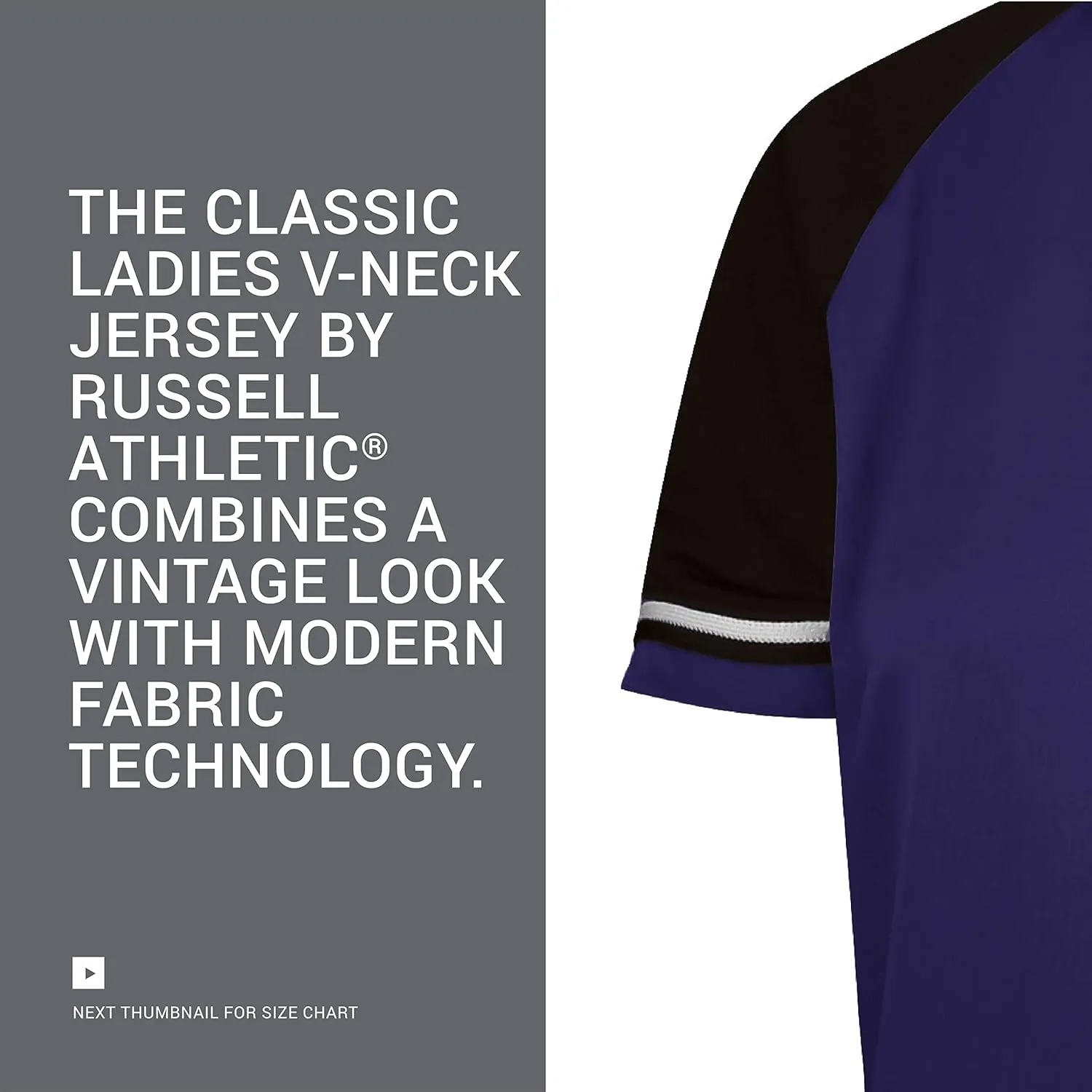 Russell Athletic Women's V-Neck Softball Jersey-Short Sleeve Moisture-Wicking Tee-Classic Athletic Wear