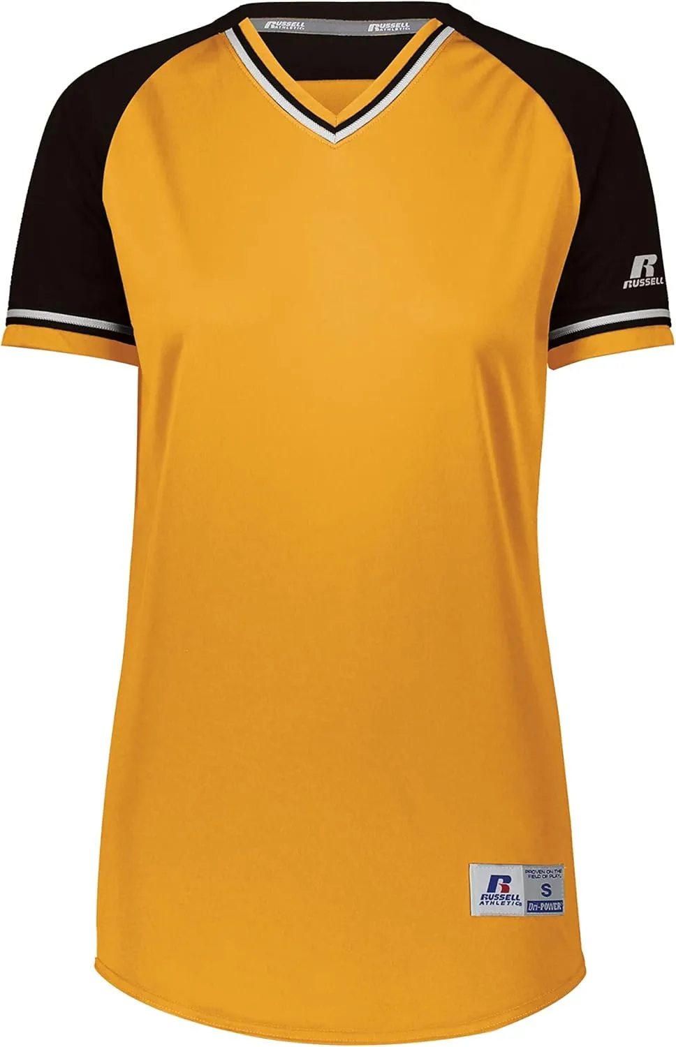 Russell Athletic Women's V-Neck Softball Jersey-Short Sleeve Moisture-Wicking Tee-Classic Athletic Wear