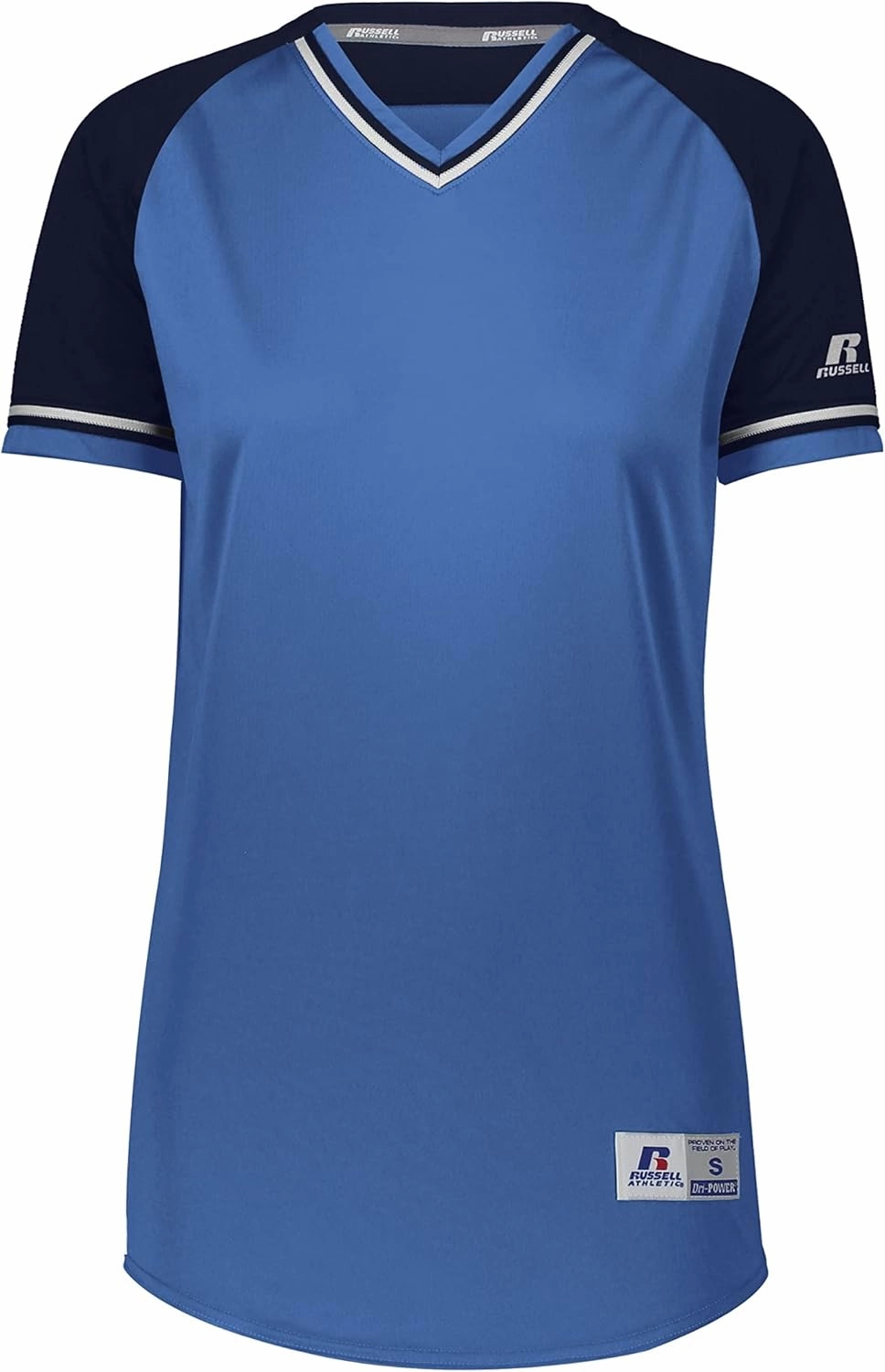 Russell Athletic Women's V-Neck Softball Jersey-Short Sleeve Moisture-Wicking Tee-Classic Athletic Wear