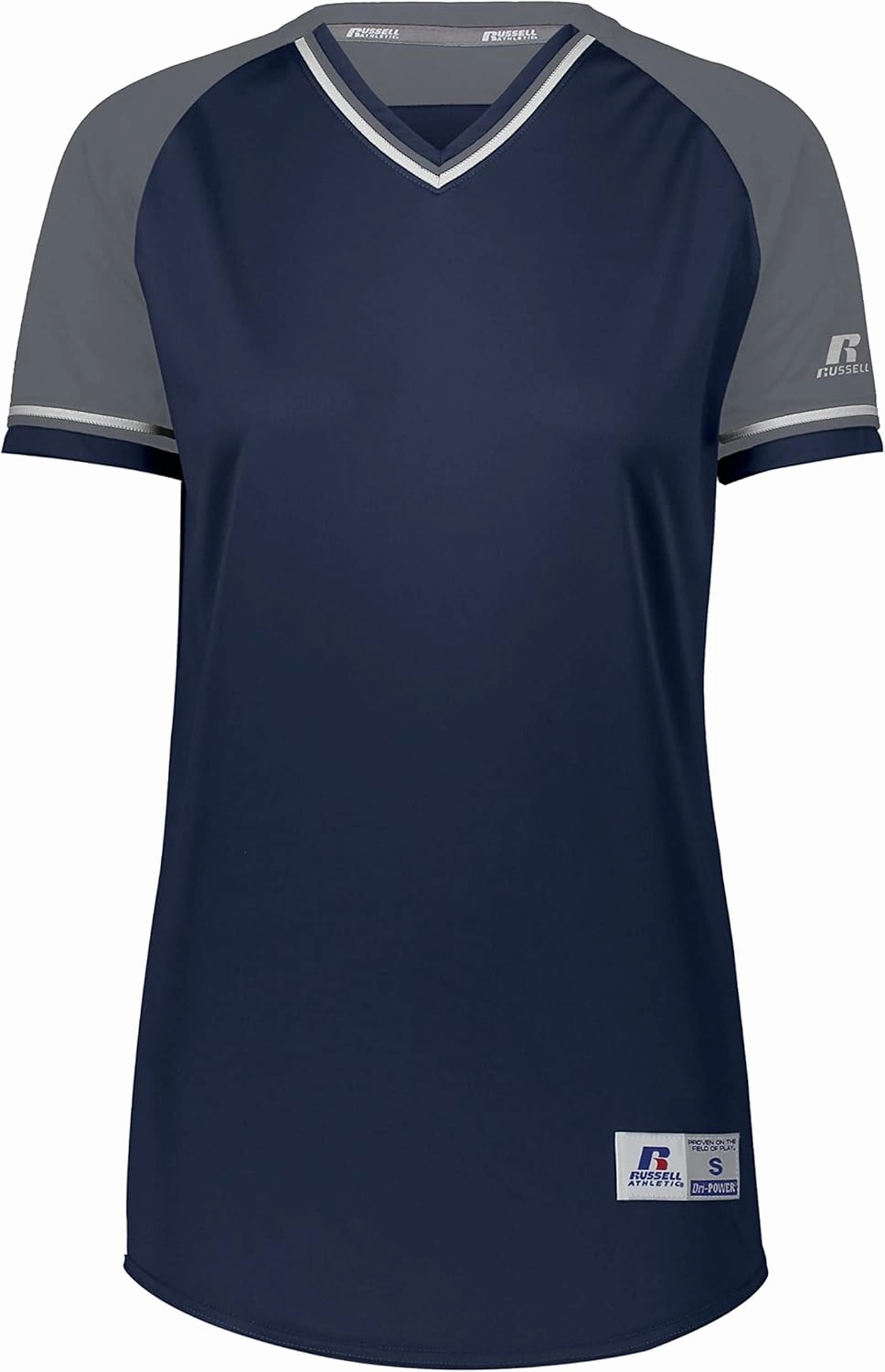 Russell Athletic Women's V-Neck Softball Jersey-Short Sleeve Moisture-Wicking Tee-Classic Athletic Wear