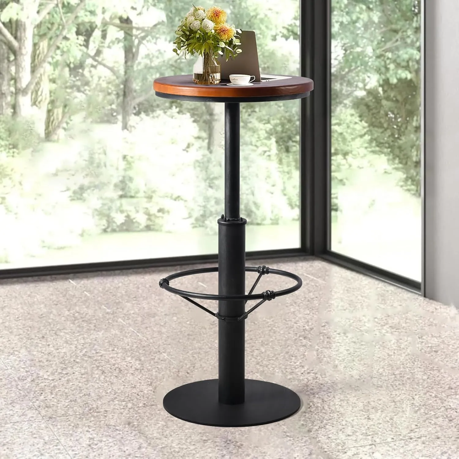 Rustic High Pub Table 42inch Height Tall Bistro Table Industrial Round Bar Table Vintage Dinner Table for Kitchen Dining Room Farmhouse Display Stand in Hallway
