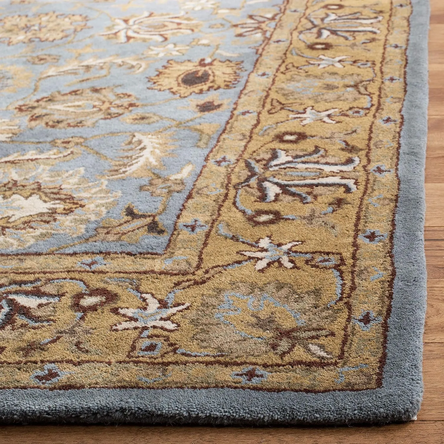 SAFAVIEH Heritage Collection Runner Rug - 2'3" x 14', Blue & Gold, Handmade Traditional Oriental Wool, Ideal for High Traffic Areas in Living Room, Bedroom (HG958A)