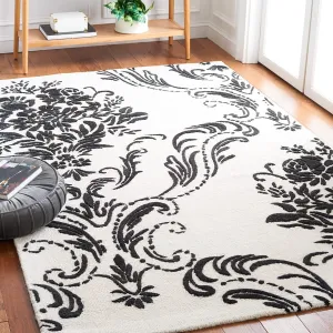 SAFAVIEH Jardin Collection Area Rug - 5' x 8', Ivory & Black, Handmade Wool, Ideal for High Traffic Areas in Living Room, Bedroom (JAR732Z)