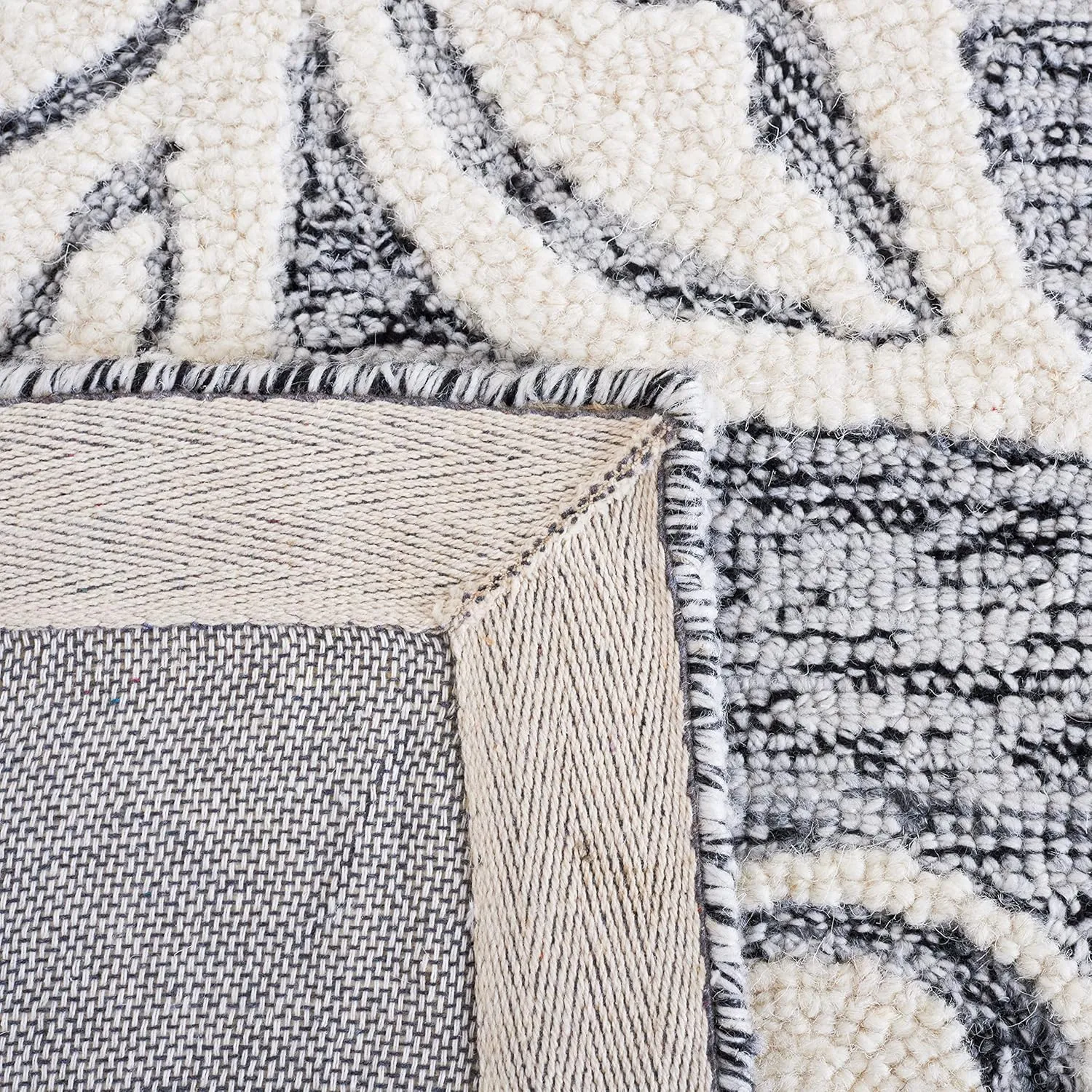 SAFAVIEH Jardin Collection Runner Rug - 2'3" x 8', Black & Ivory, Handmade Floral Wool Blend, Ideal for High Traffic Areas in Living Room, Bedroom (JAR731Z)