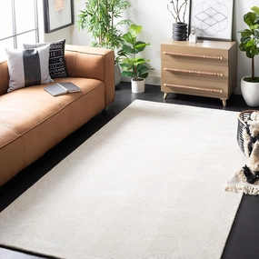 SAFAVIEH Soho Collection 6' x 9' Ivory/Beige SOH175A Handmade Chevron Premium Viscose & Wool Living Room Dining Bedroom Area Rug