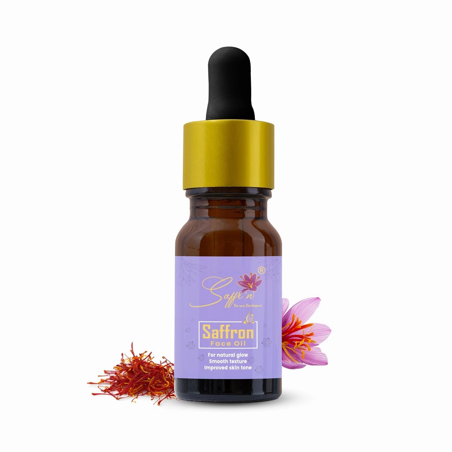 Saffr'n Brightening & Hydrating Face Oil with real and natural Saffron Strands, Squalene, Jojoba, Green Tea | 0.5 fl oz.