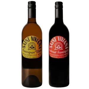 Saint Viviana Non-Alcoholic Cabernet Sauvignon & Sauvignon Blanc Bundle, Zero Proof Alcohol, Dealcoholized Wine, Gluten Free, Low Sugar, Two 24.6 fl oz Bottles