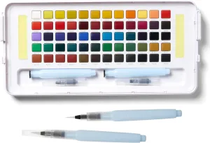 SAKURA Koi Studio Kit - Watercolor Sets for Studio Art or Art On the Go - 60 Colors - 2 Water Brushes - 2 Sponges - 2 Palettes