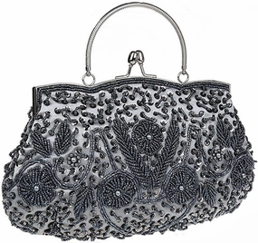 Satin Purse Evening Handbags Wedding Bag Beaded Sequins Clutch for Party