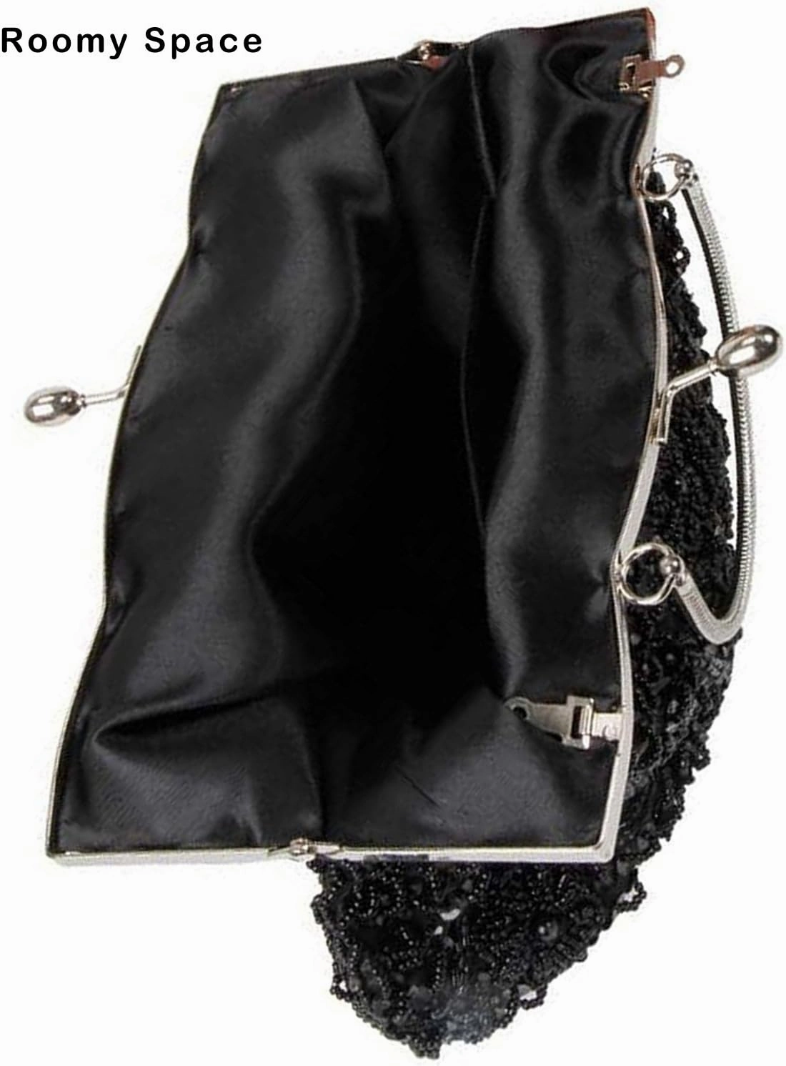 Satin Purse Evening Handbags Wedding Bag Beaded Sequins Clutch for Party