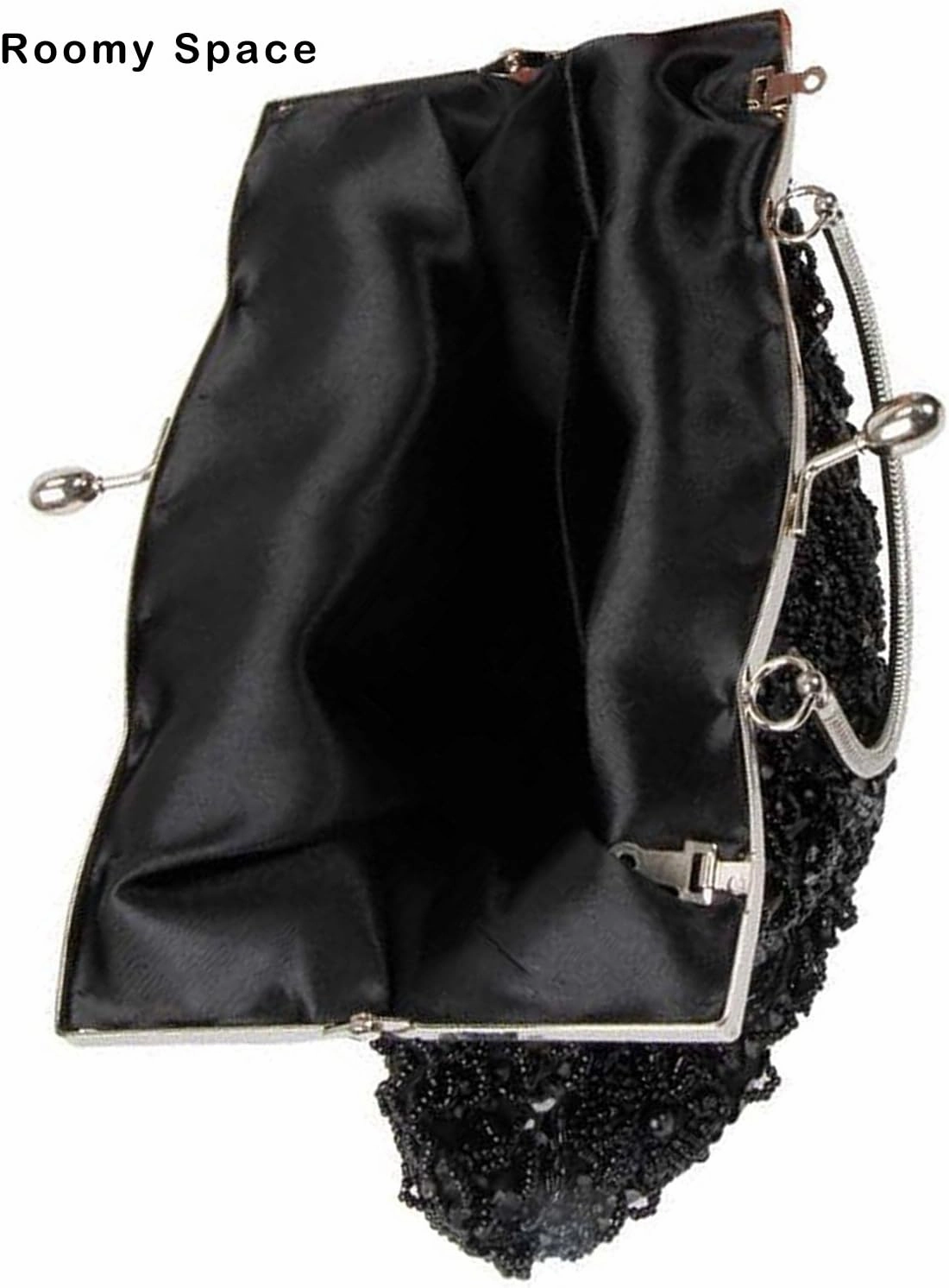 Satin Purse Evening Handbags Wedding Bag Beaded Sequins Clutch for Party