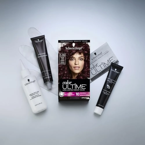 Schwarzkopf Color Ultime Hair Color, 5.89 Radiant Plum, 1 Application - Permanent Red Hair Dye for Vivid Color Intensity and Fade-Resistant Shine up to 10 Weeks