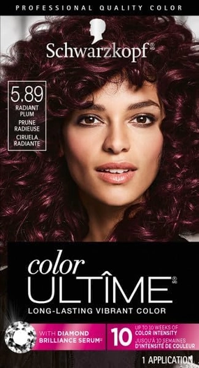 Schwarzkopf Color Ultime Hair Color, 5.89 Radiant Plum, 1 Application - Permanent Red Hair Dye for Vivid Color Intensity and Fade-Resistant Shine up to 10 Weeks