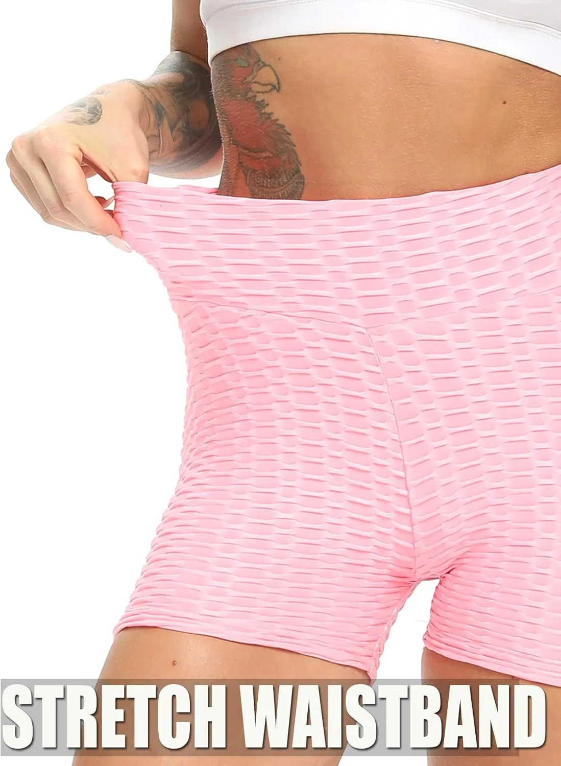 SEASUM Women Workout Shorts Brazilian Textured Booty Leggings Shorts Anti-Cellulite Scrunch Butt Lift