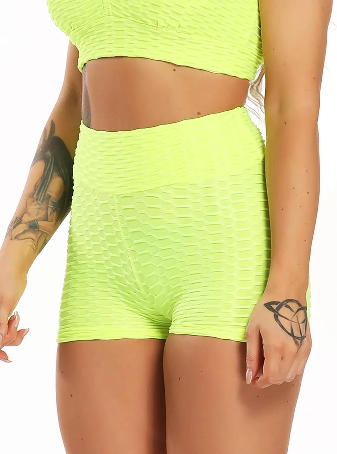 SEASUM Women Workout Shorts Brazilian Textured Booty Leggings Shorts Anti-Cellulite Scrunch Butt Lift