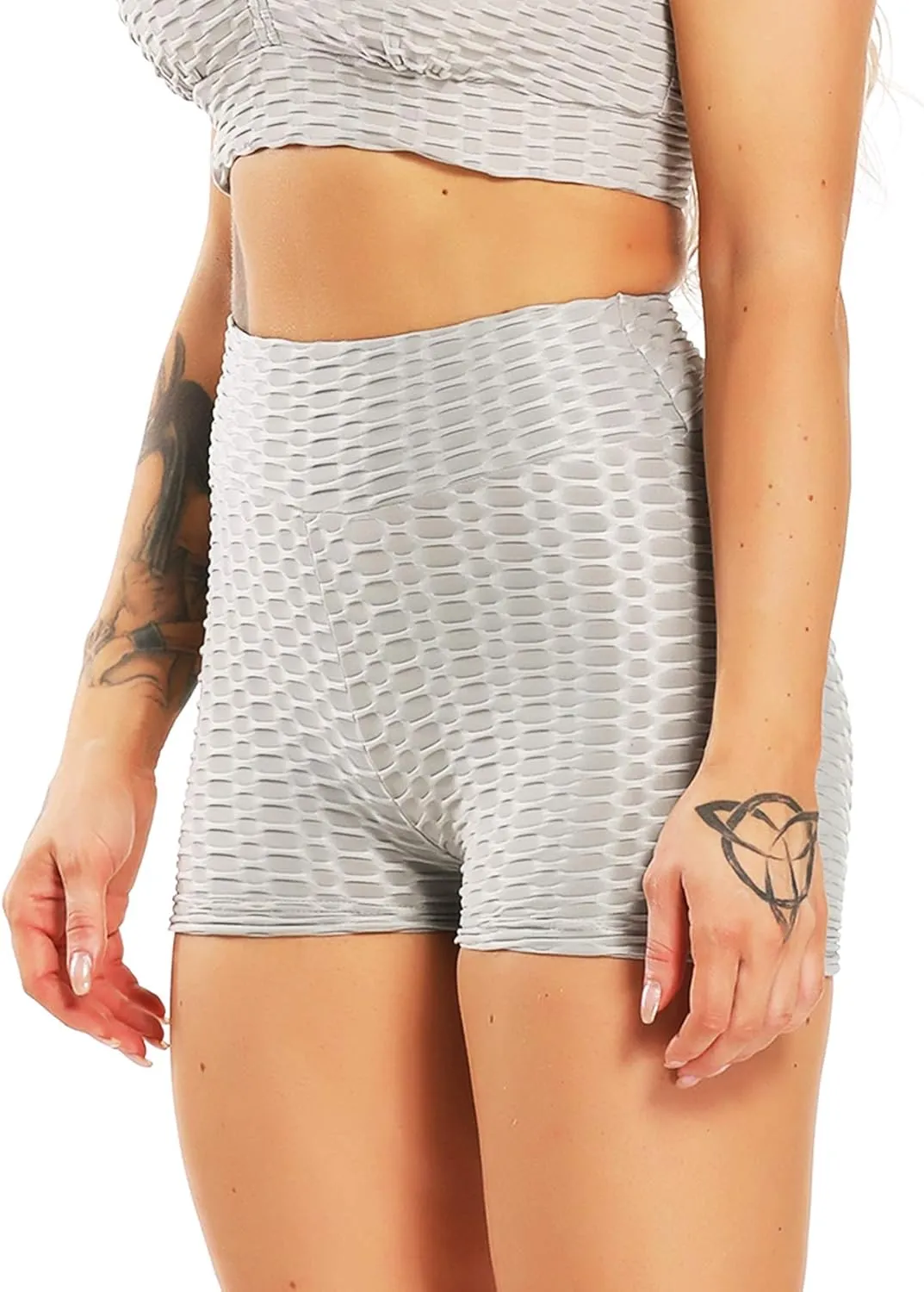 SEASUM Women Workout Shorts Brazilian Textured Booty Leggings Shorts Anti-Cellulite Scrunch Butt Lift