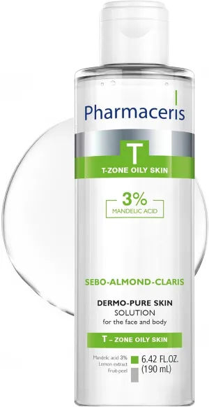 SEBO Almond Claris Dermo Pure Skin Solution for Face & Body with Mandelic Acid, Reduces The Appearance of Blemishes, Exfoliates Oily & Combination Skin with Imperfections, 6.42 fl oz