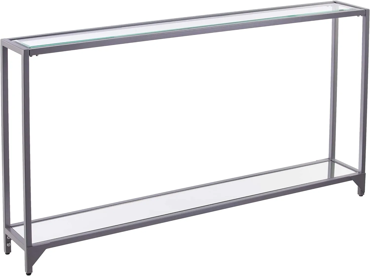 SEI Furniture Bergen Narrow Metal Console Table, Living Room With Open Concept Living Space, Glam Style Powder-Coated Iron, Silver