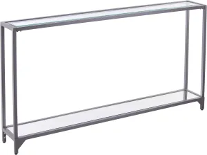 SEI Furniture Bergen Narrow Metal Console Table, Living Room With Open Concept Living Space, Glam Style Powder-Coated Iron, Silver