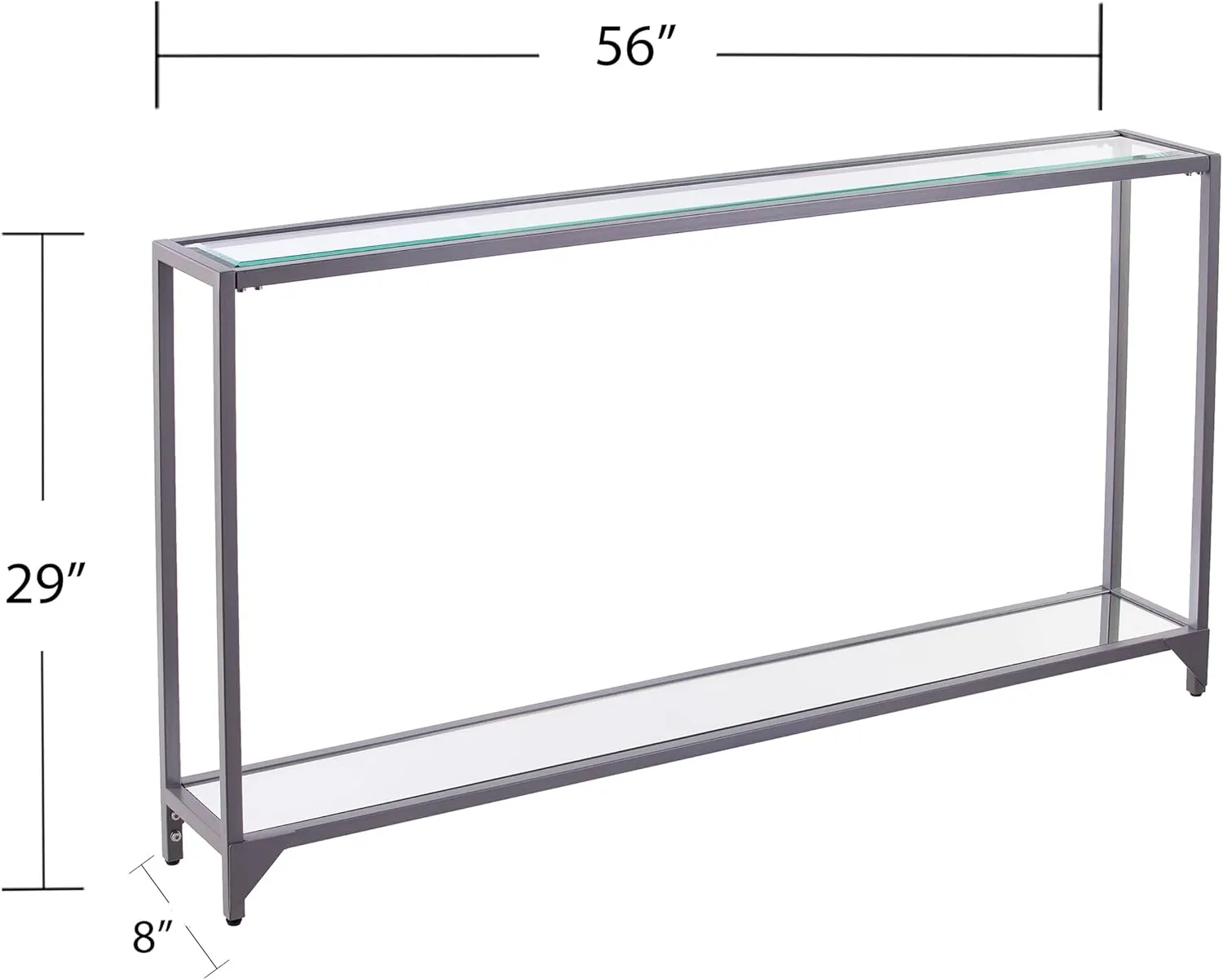 SEI Furniture Bergen Narrow Metal Console Table, Living Room With Open Concept Living Space, Glam Style Powder-Coated Iron, Silver
