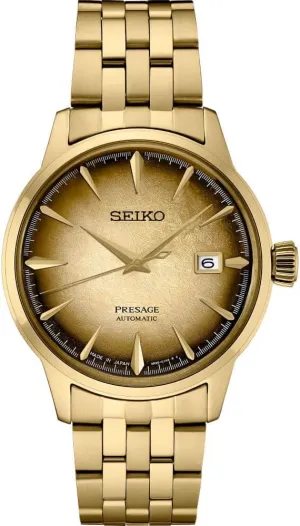SEIKO SRPK48 Automatic Watch for Men - Presage Collection - Gold Patterned Dial - Stainless Steel, Gold-Finish - Water-Resistant 50M