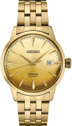 SEIKO SRPK46 Men's Presage - Gilt Dial Stainless Steel Band 50 Meters Water Resistant