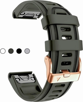 SERDAS 20mm Watch Band Replacement for Garmin fenix 5S/5S Plus/6S/7S/Instinct 2S/D2, Quick Fit Soft Silicone Strap with Rose Gold Buckle Breathable Waterproof Wristband Accessory