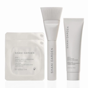 SHANI DARDEN SKIN CARE Triple Acid Peel, 2-Step Exfoliating Face Peel with Mandelic, Lactic & Glycolic Acids, Kaolin Clay Neutralizing Mask & Brush, Helps Improve Dark Spots & Skin Texture, 0.5 fl oz