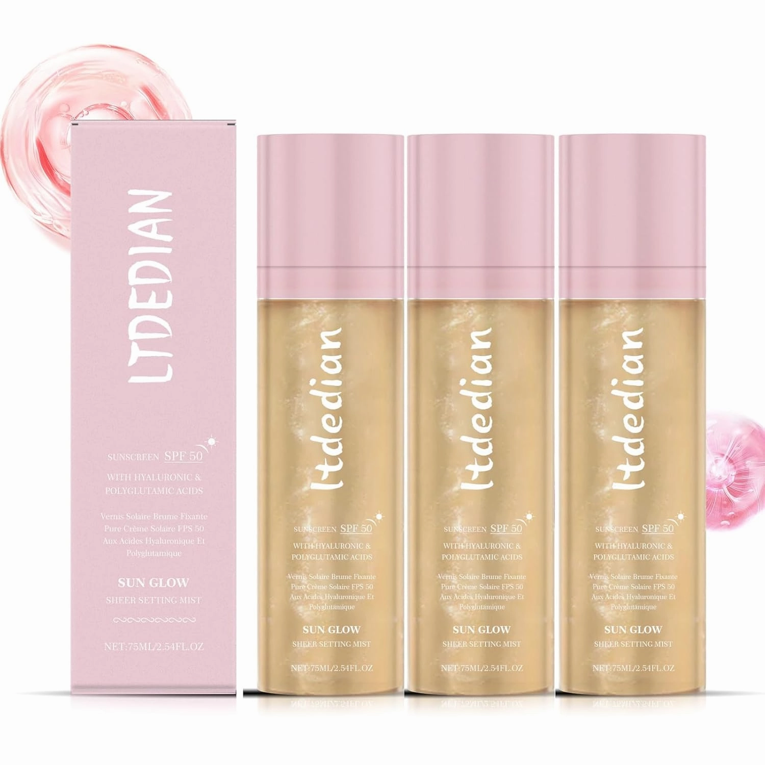 Sheer Setting Mist Sunscreen SPF 50 - Hydrating Glow Mist with Shimmering Oil, Broad Spectrum Water-Resistant Face & Body Spray, Reef-Safe Non-Greasy Formula for Makeup-Friendly Radiance(3)