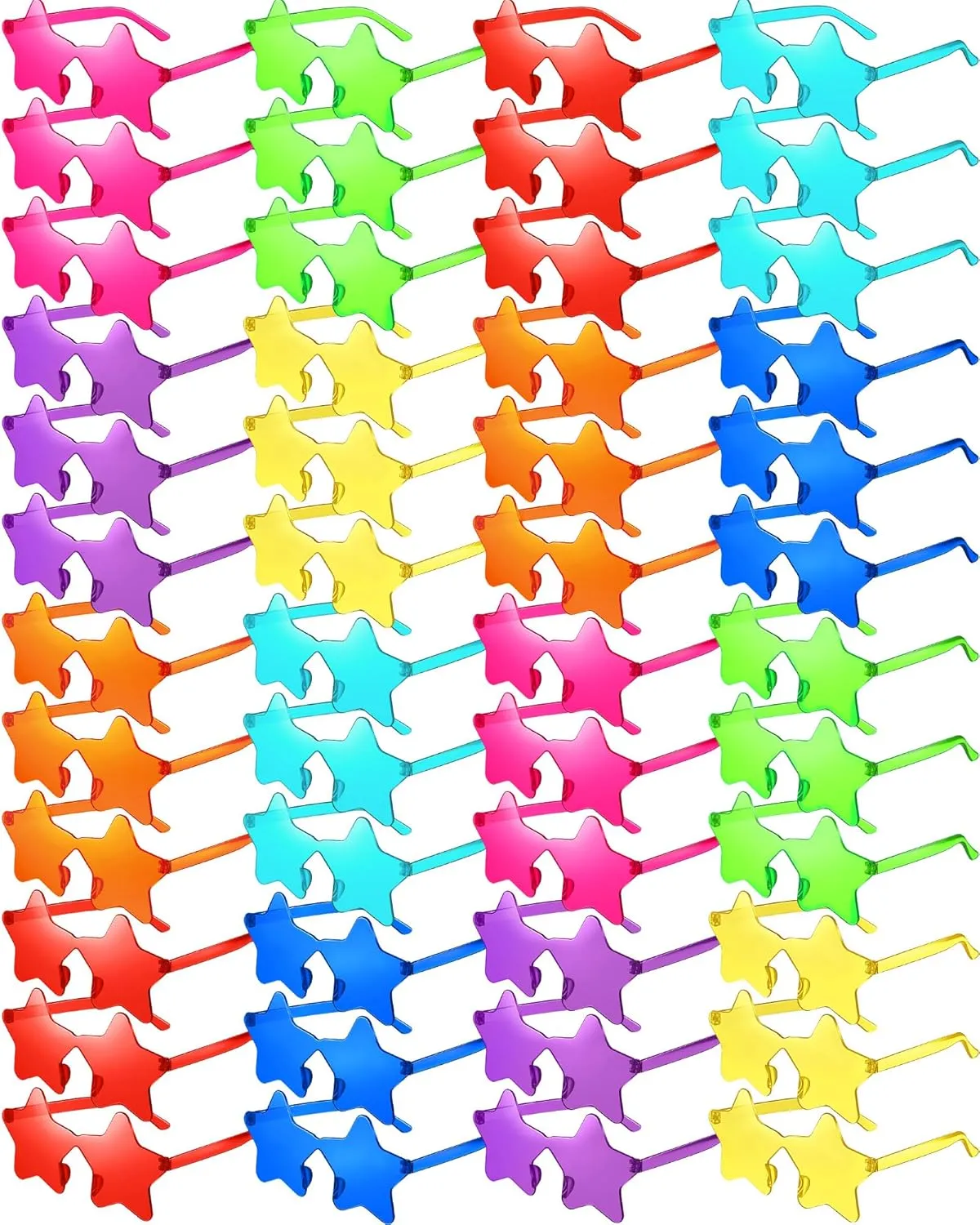 Sherr 48 Pairs Rimless Sunglasses Neon Party Supplies Colorful Glasses Plastic Sunglasses for Women Men Party Favor