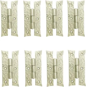 Shristy Hardware 4.5 Inch Rapha Satin Antique Iron H Cabinet Hinge - Iron Cabinet Hinges for Wooden Fences - (Pack of 8 - Satin Nickel Finish)
