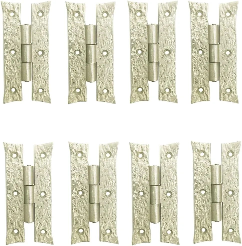 Shristy Hardware 4.5 Inch Rapha Satin Antique Iron H Cabinet Hinge - Iron Cabinet Hinges for Wooden Fences - (Pack of 8 - Satin Nickel Finish)