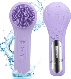 Silicone Face Scrubber Exfoliator, Silicone Face Wash Brush for Men & Women, Ipx7 Waterproof Rechargeable Facial Cleaner for Deep Cleansing, Exfoliating, Massage Face Scrubber (Purple)