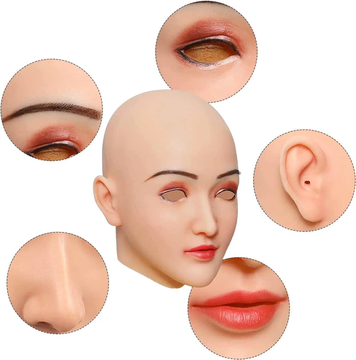 Silicone Female Mask Realistic Face with Makeup for Crossdressing Cosplay Halloween Masks