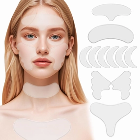 Silicone Wrinkles Patches Anti Wrinkle Patches Reusable Chest Wrinkle Pads for Facial Frownies Eyes Forehead Mouth Collagen Neck Mask for Tightening and Firming Overnight Reduce Fine Wrinkles