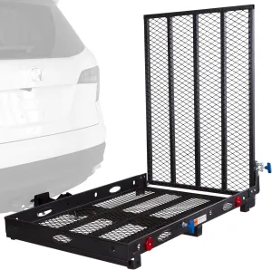 Silver Spring 48" x 27.75" Folding Steel Scooter Wheelchair Carrier w/42" Ramp, 500 lb. Cap, Hitch Mount