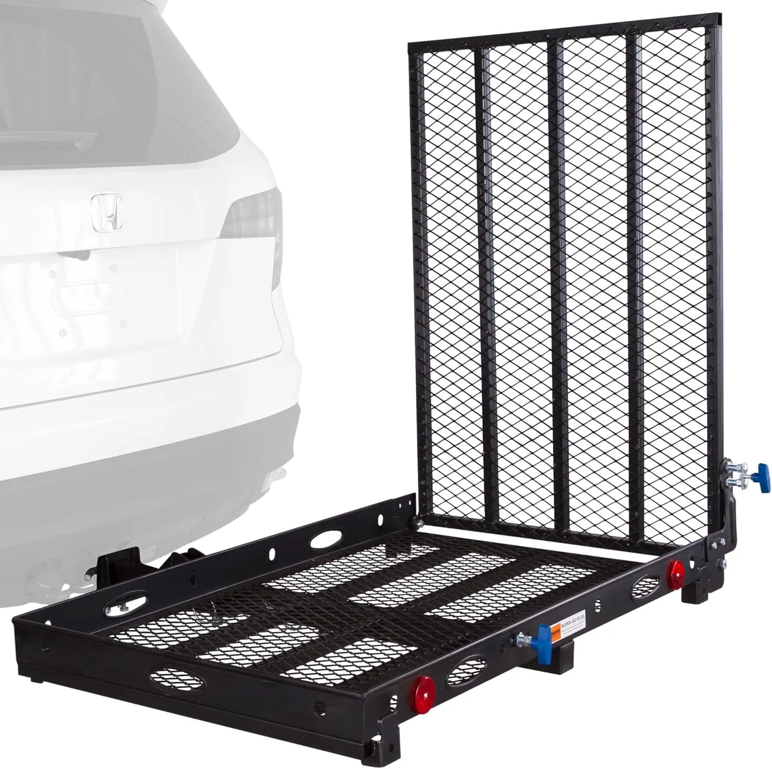 Silver Spring 48" x 27.75" Folding Steel Scooter Wheelchair Carrier w/42" Ramp, 500 lb. Cap, Hitch Mount