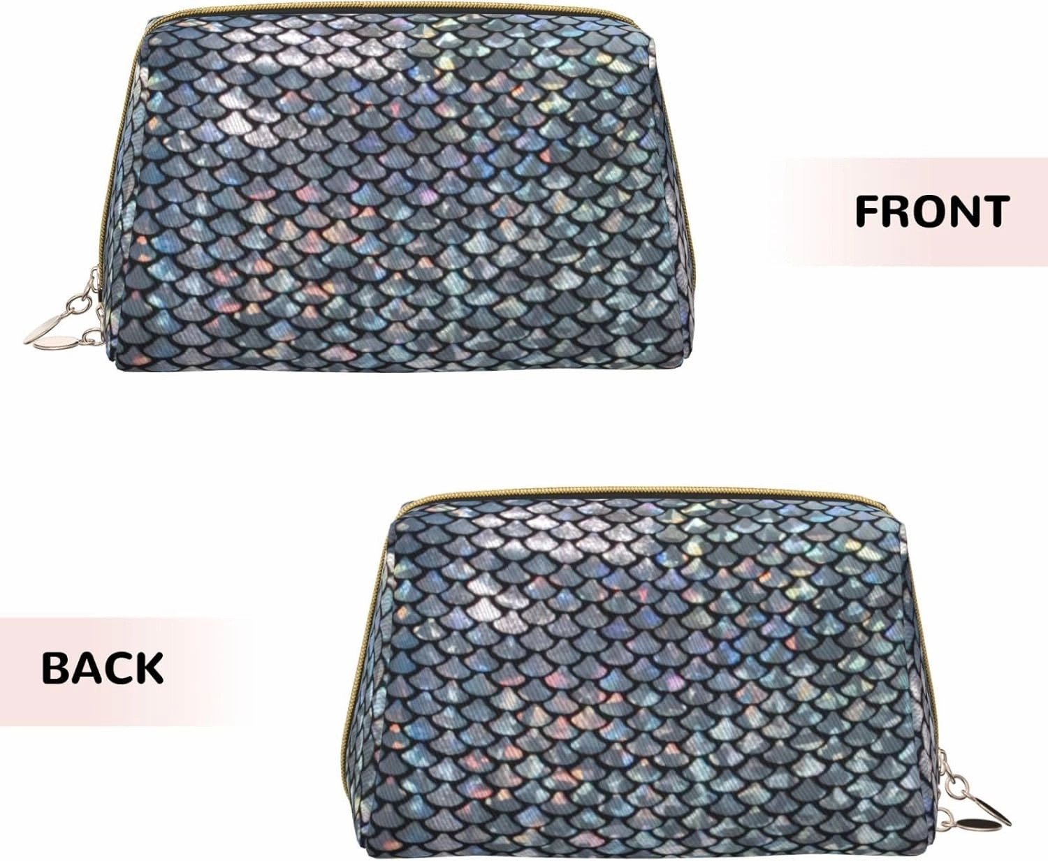 Silver Fish Scale Toiletry Pouch, Travel-Friendly Makeup Organizer For Makeup Brushes, Lipsticks