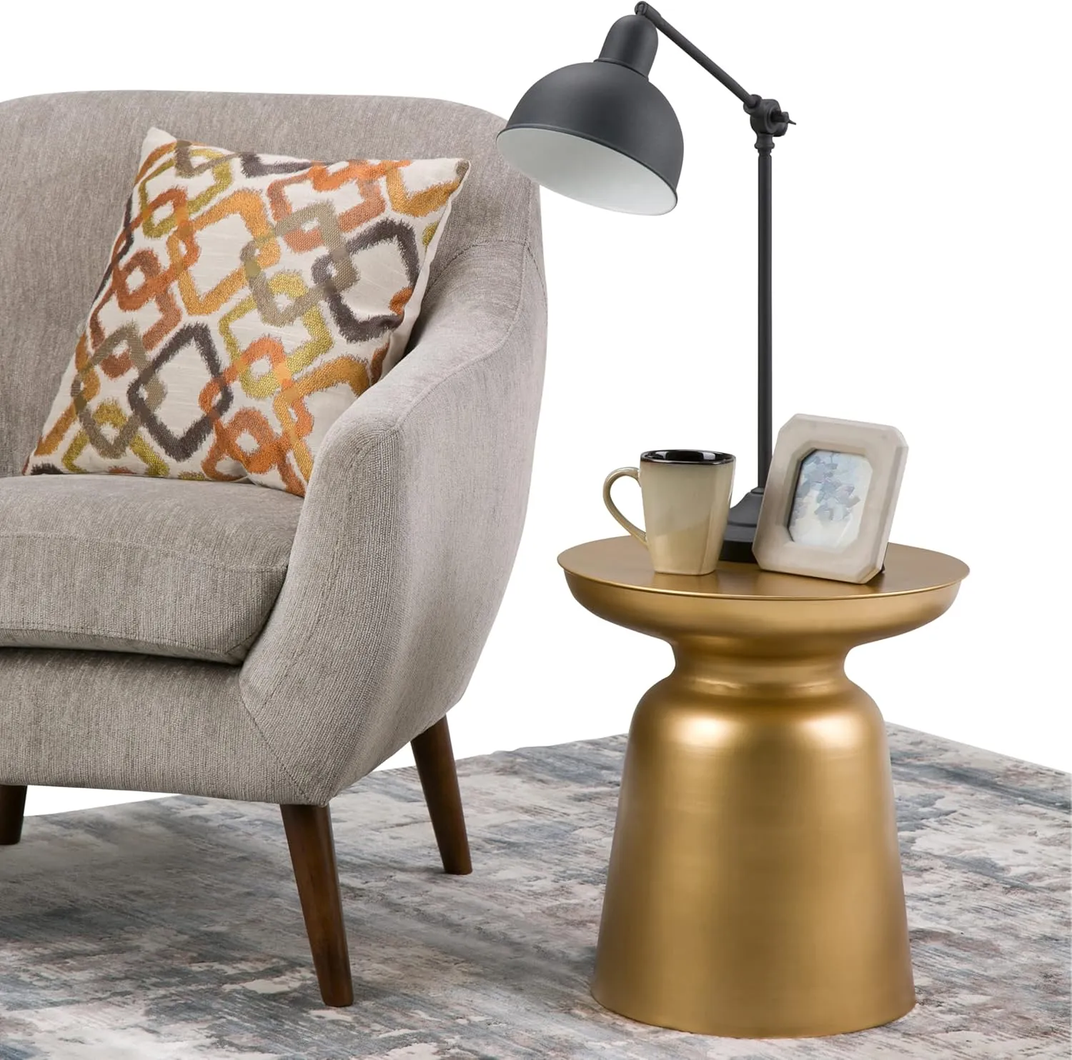SIMPLIHOME Toby Modern Industrial 17 inch Wide Metal Accent Side Table in Gold, Fully Assembled for the Living Room and Bedroom