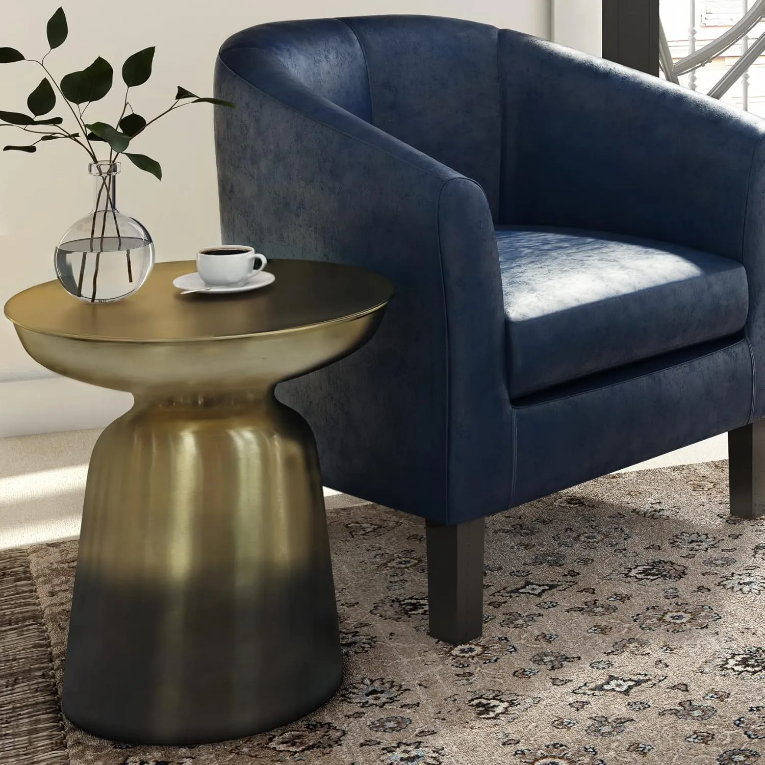 SIMPLIHOME Toby Modern Industrial 17 inch Wide Metal Accent Side Table in Gold/Black Ombre, Fully Assembled for the Living Room and Bedroom