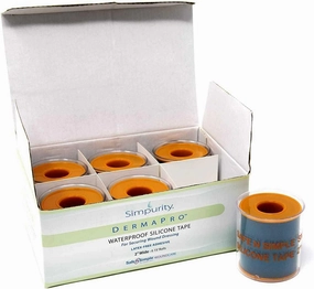 Simpurity DermaPro Silicone Tape Waterproof -2"x15" Individual 6 Count- Latex Free Tape Medical for Securing Wound Dressing - Silicone Wound Healing Tape for Sensitive Skin Waterproof