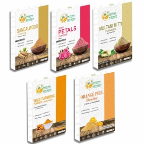 Skin Care Sampler Sandalwood, Rose Petal, Multani Mitti, Wild Turmeric & Orange Peel Powder for Face Mask & DIY Beauty Total 700g / 1.54 LB Natural Skin Care Kit