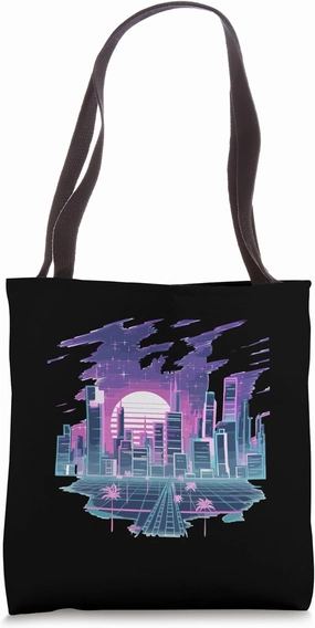 Skyline Retro Future Dreamscape Scene Tote Bag
