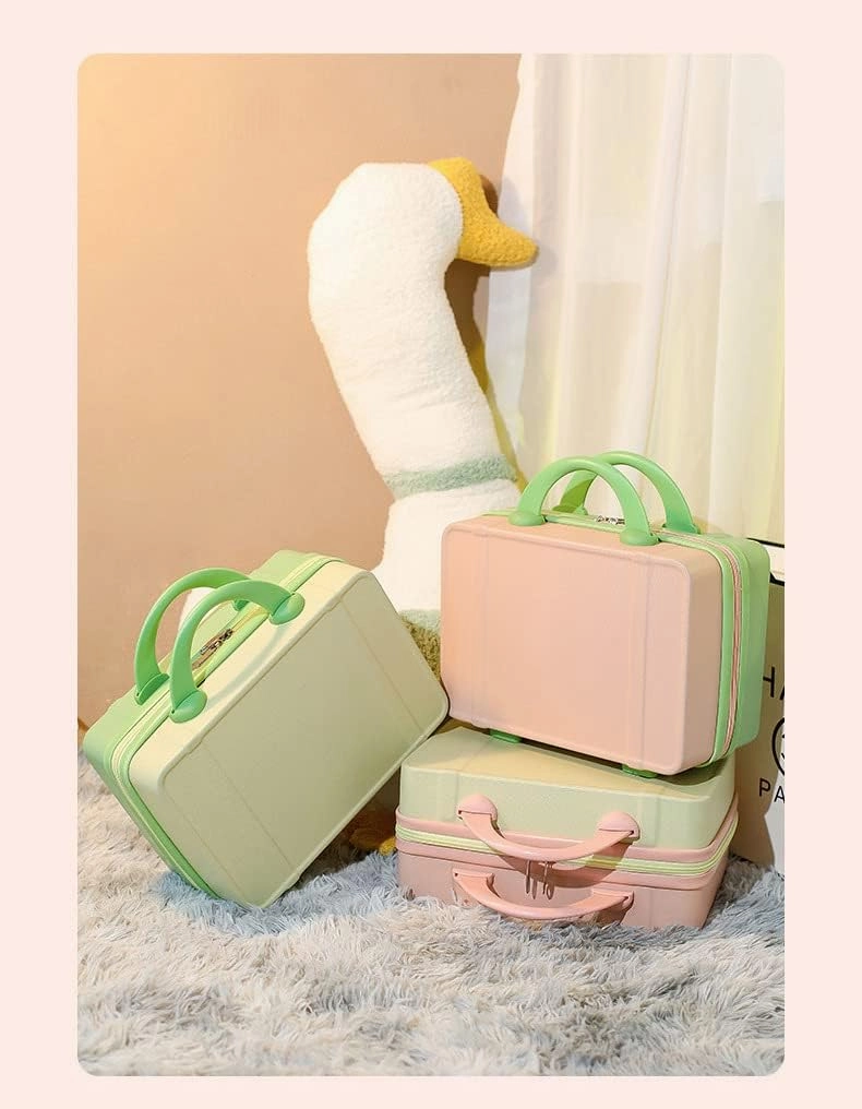 Small fresh suitcase luggage small lightweight retro cosmetic case 14 inch travel case(Honor Hei,14 inches)