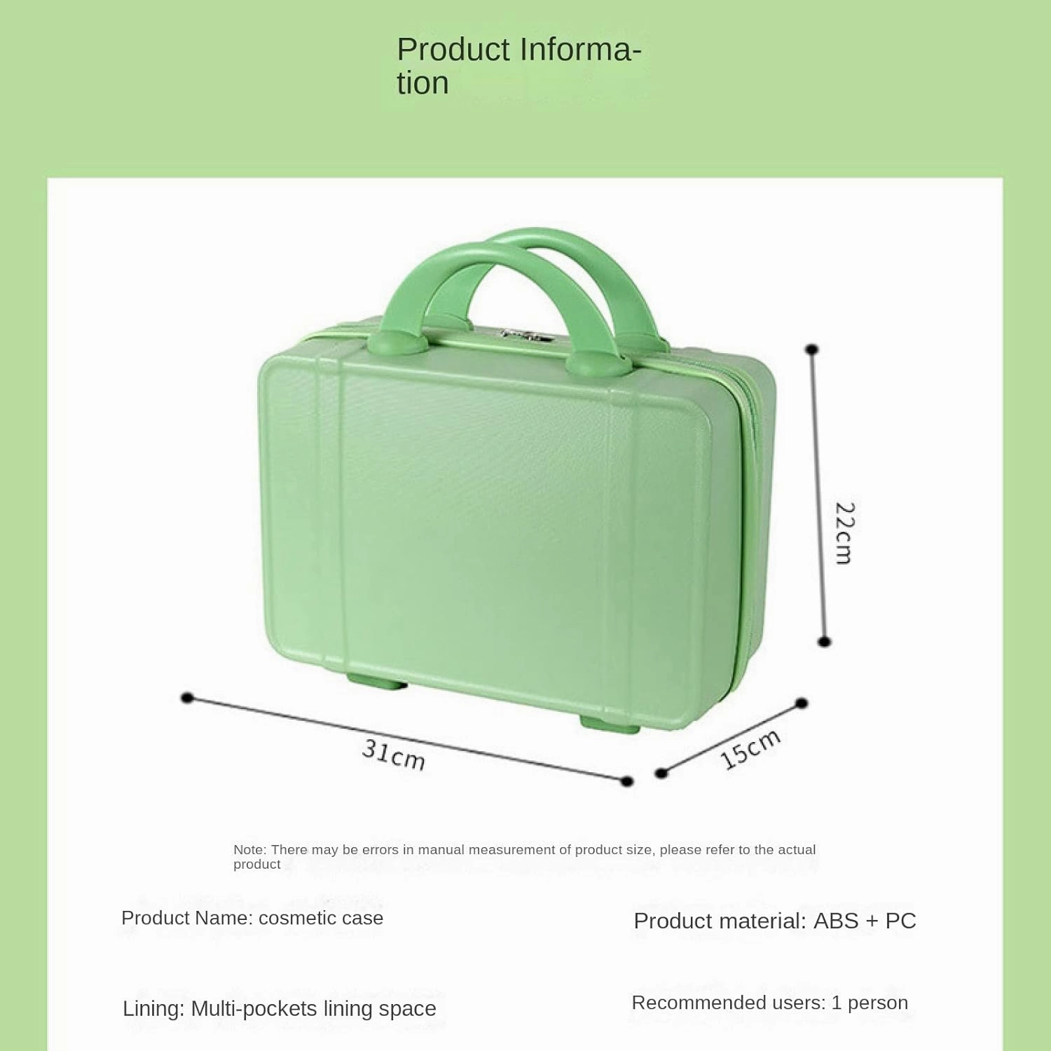 Small fresh suitcase luggage small lightweight retro cosmetic case 14 inch travel case(Honor Hei,14 inches)