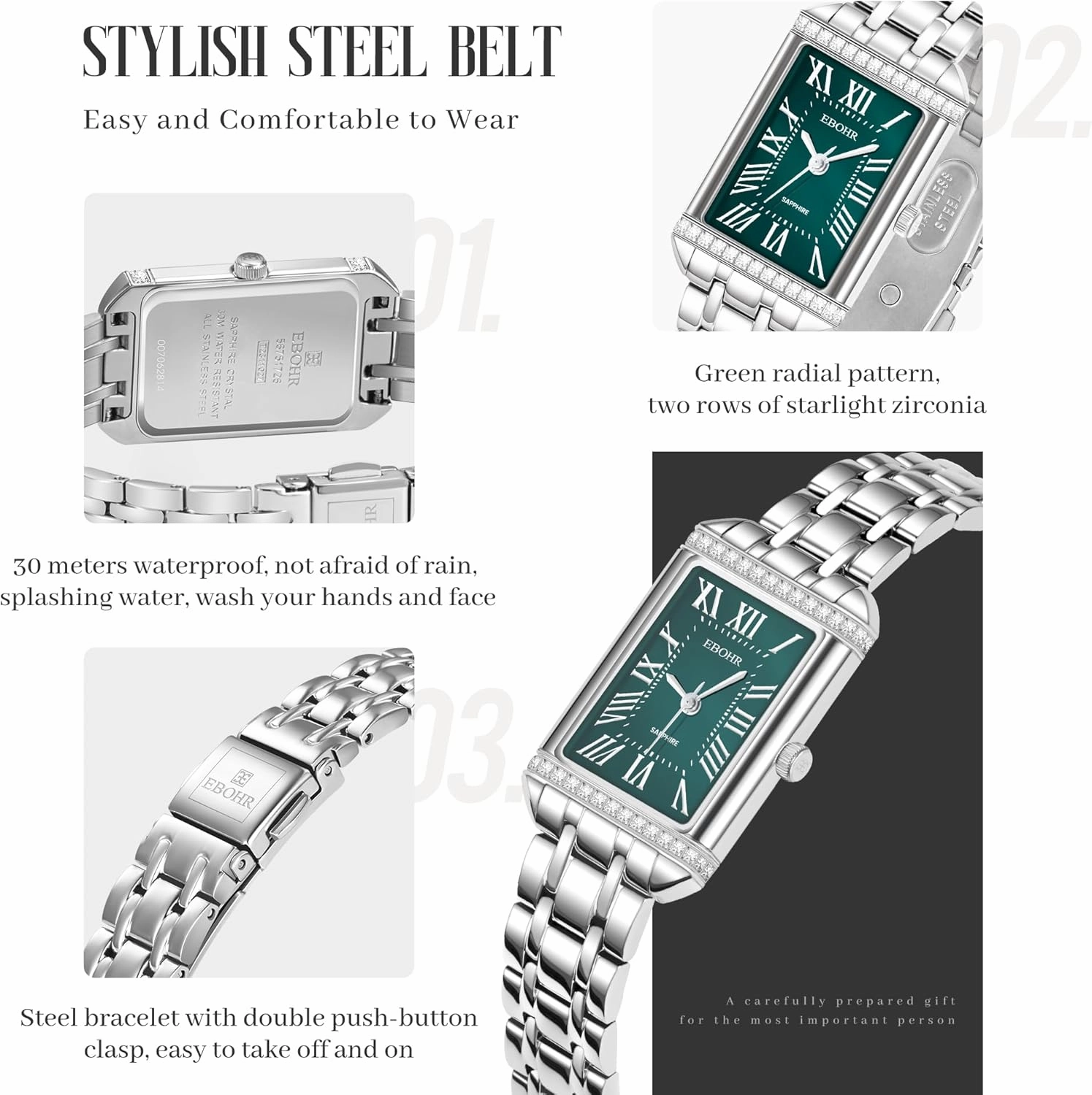 Small Square Watch, Radial Pattern with Elegant Needle Design for Classic Elegance